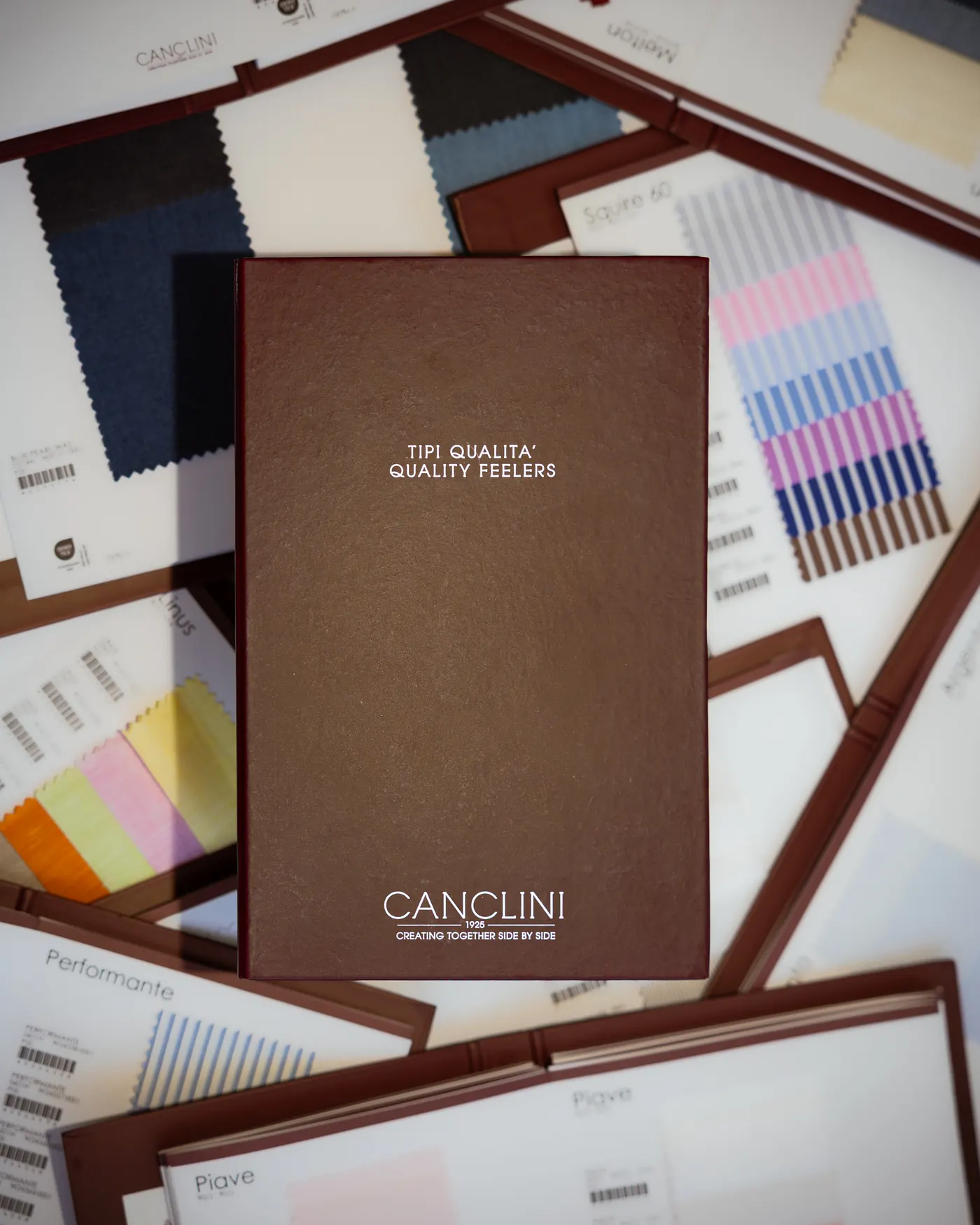 A Canclini cloth book in the fabric library