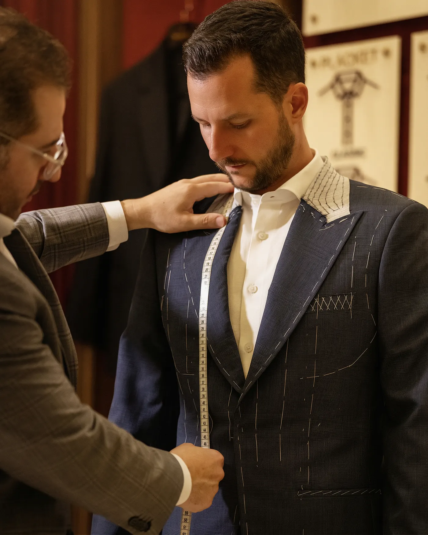 A fitting in progress at the atelier