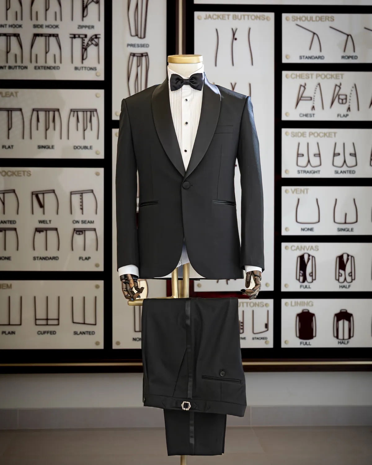 Black tie tailoring on a mannequin