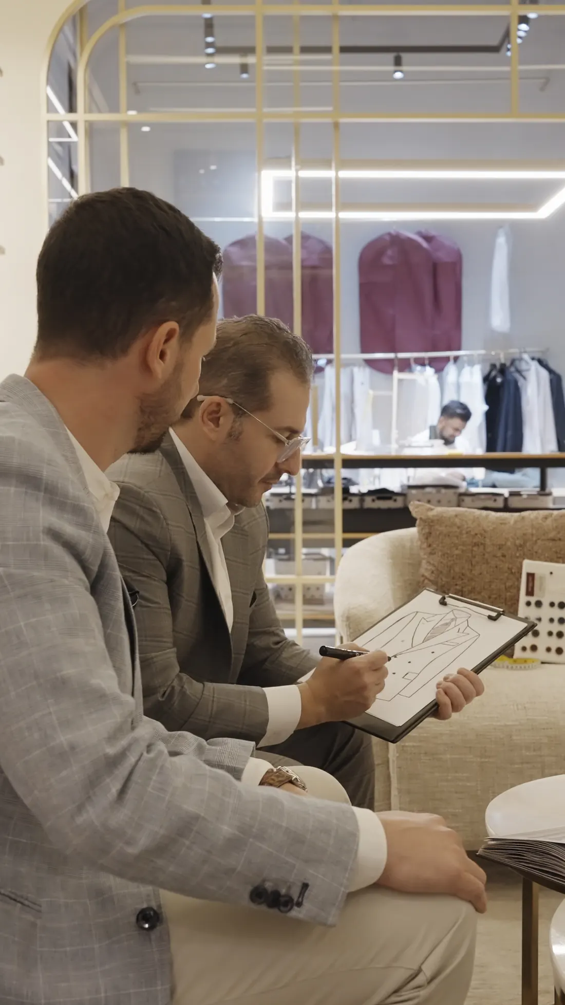 Tailors preparing garments in the atelier