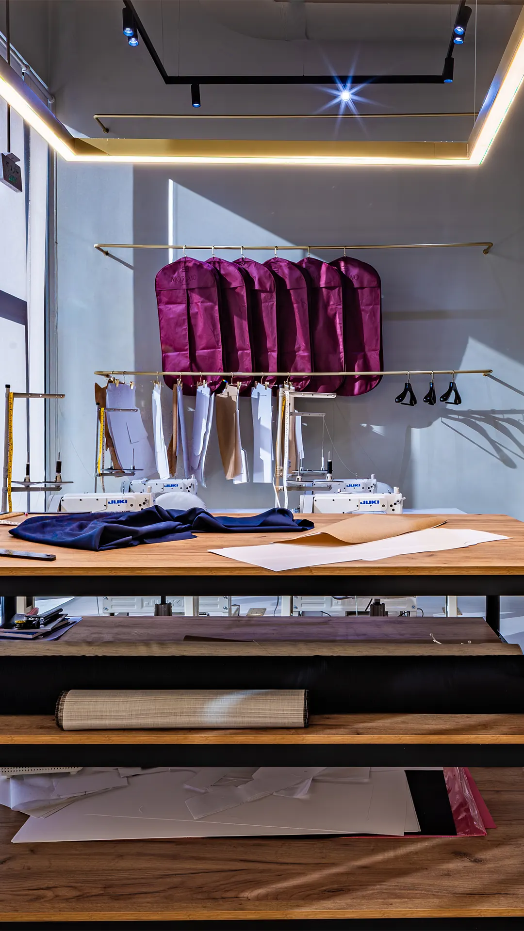 The cutting table in the MORIANO workroom