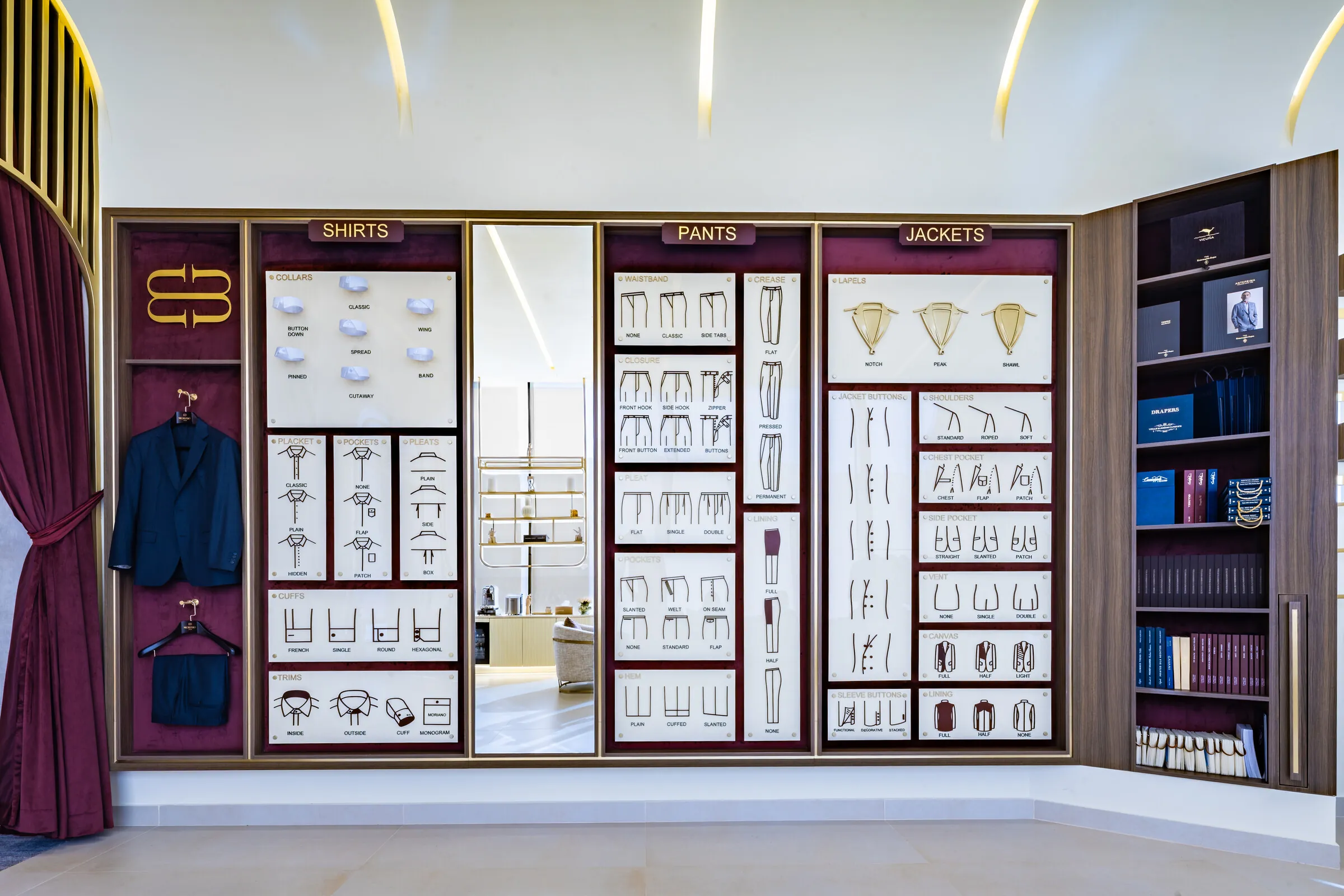 The MORIANO fabric wall with its cloth bunches